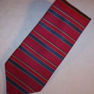 Jos. A. Bank all silk necktie red blue striped